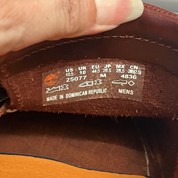 TIMBERLAND MEN CLASSIC 2 EYE ROOT BEER SHOE BROWN FULL GRAIN BOAT SHOE SZ 10.5 M main image 5